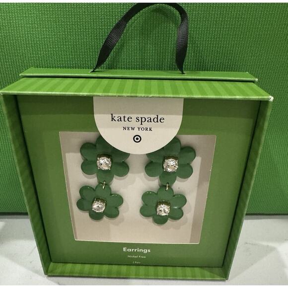 kate spade new york x Target - Green Floral Linear Earrings Limited Edition - Picture 1 of 3
